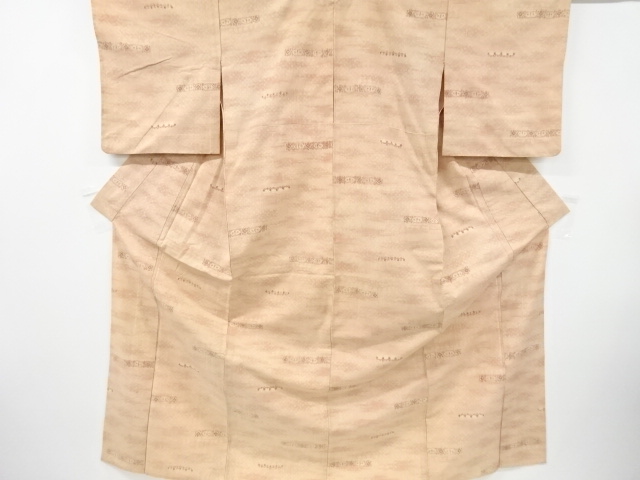 JAPANESE KIMONO / ANTIQUE KIMONO / TSUMUGI / WOVEN ABSTRACT STRIPE